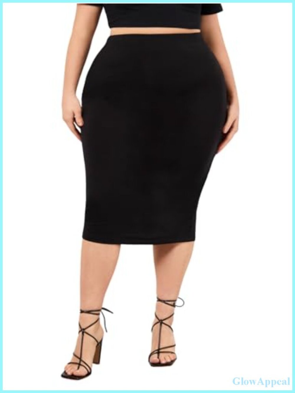 Plus Size Pencil Midi Skirt High Waist Bodycon Slim Fit Curvy Women